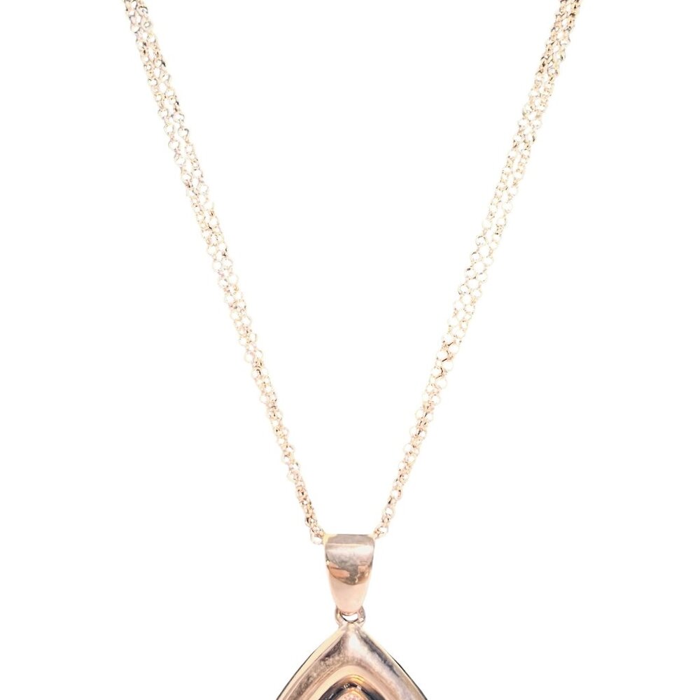 Bronzo Italia Rose Gold Tone Necklace With Druzy Quartz Teardrop Pendant (6291) - Picture 3 of 9